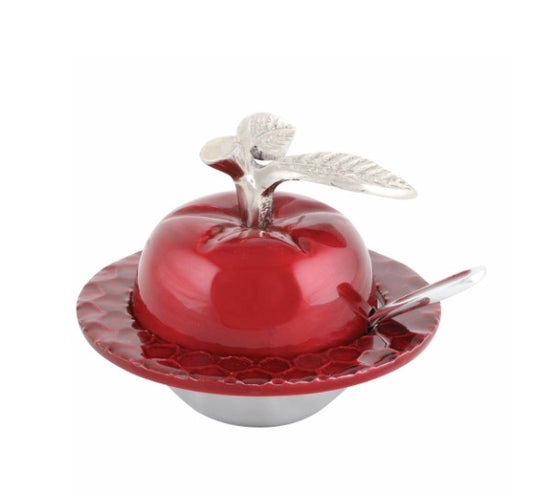 Red Enamel Apple Honey Dish