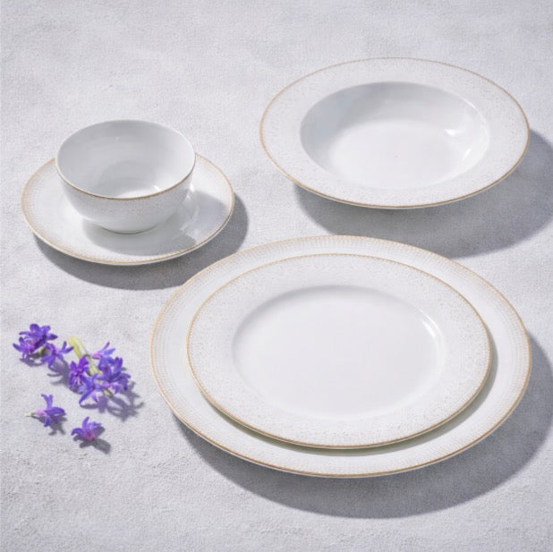 Galexy White with Gold Rim Dinnerware Set