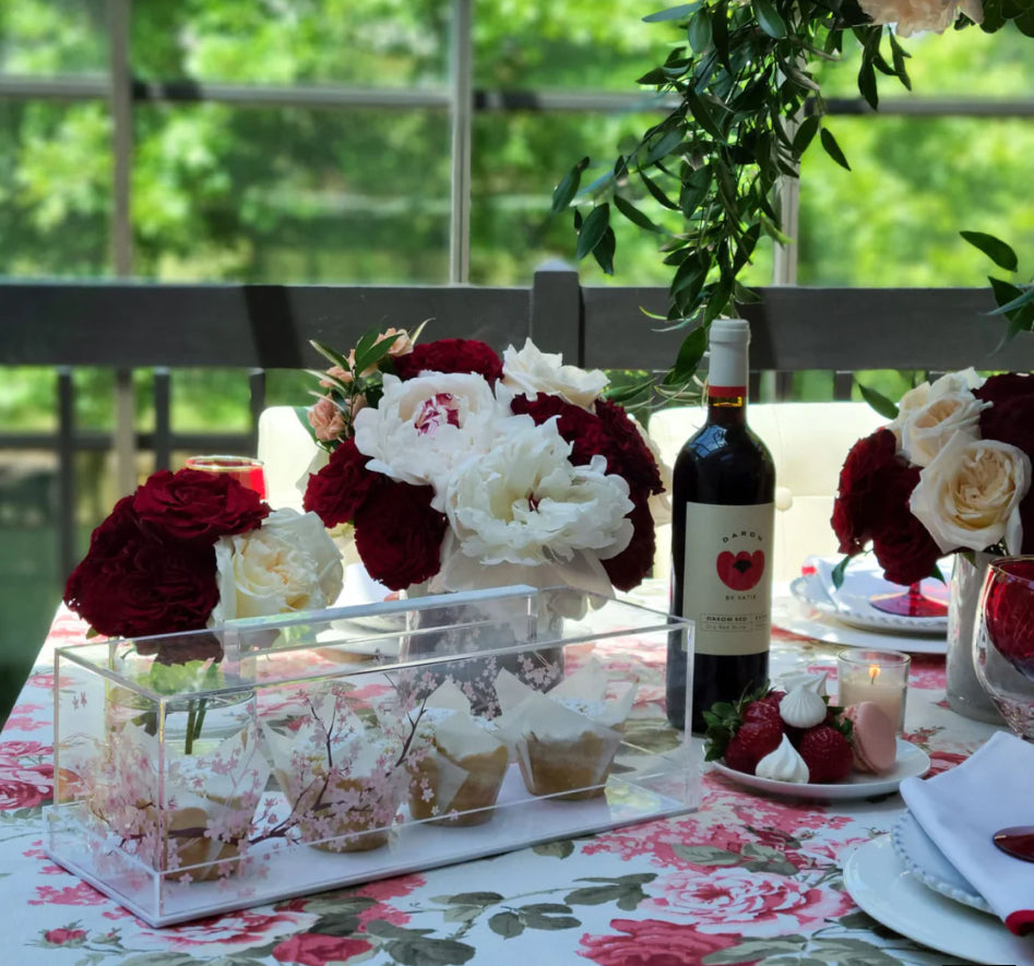 Cherry Blossom Rectangular Cake Dome