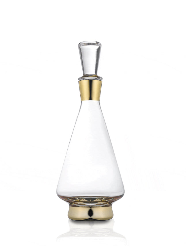 Glass Wine decanter with gold accents