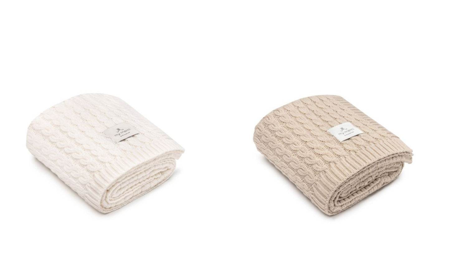 Premium Collection Merino Wool cable-knit Baby Blanket