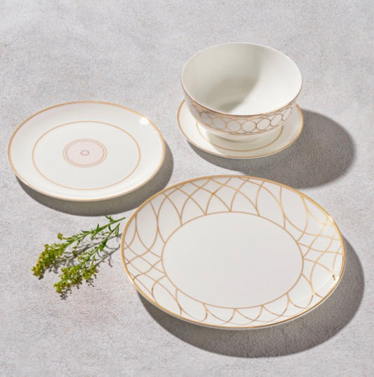 Lexington Gold and Pink Scallop Dinnerware Set