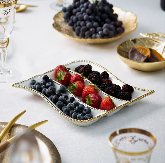 Three Sectional Porcelain Dip Dish