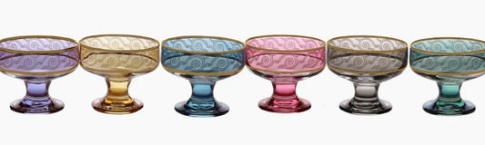 Colored Dessert Cups with Gold trim - set of 6