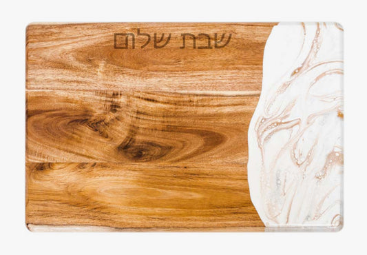 Lynn & Liana Acacia Wood and Resin Challah Board W/G