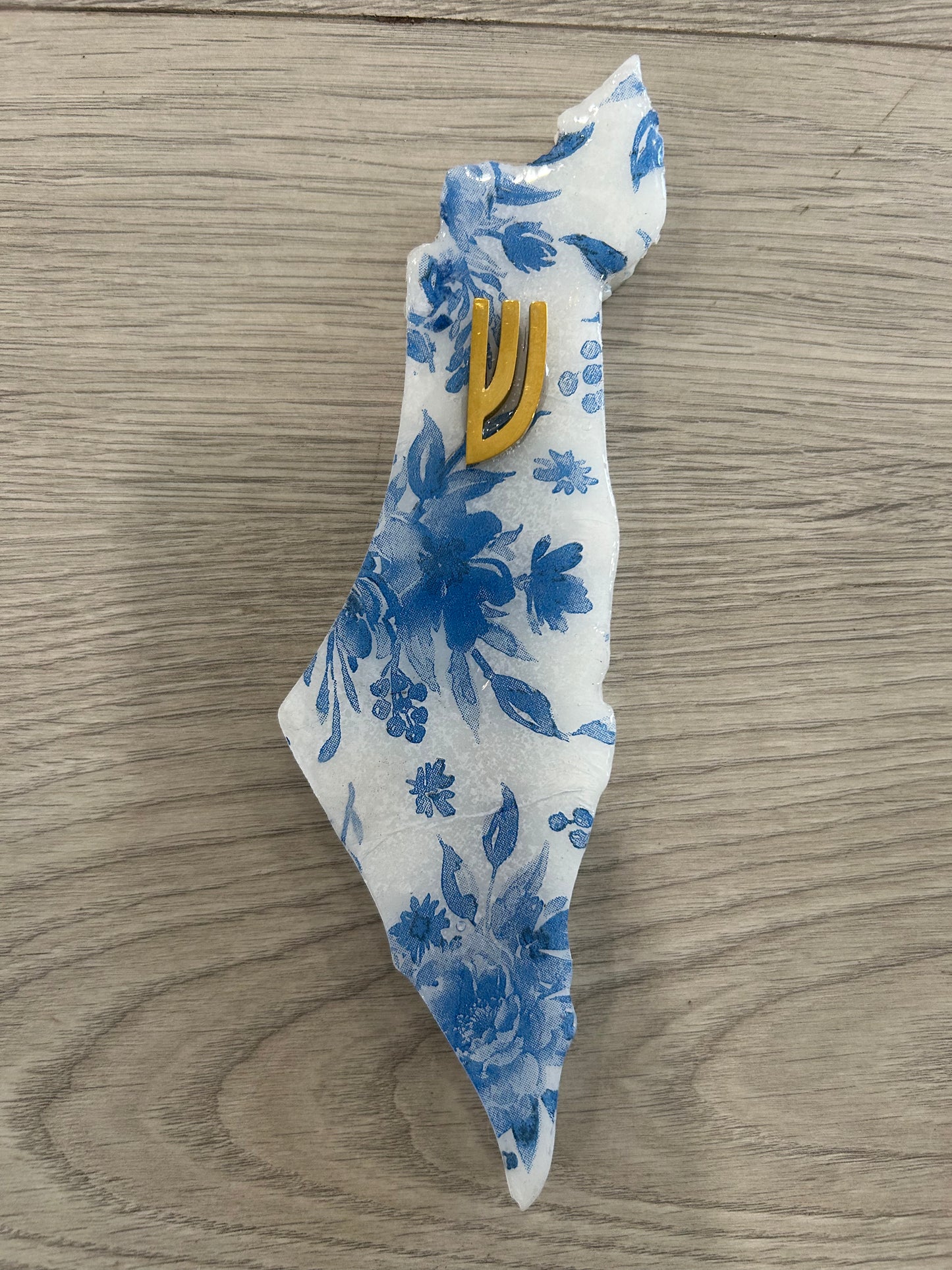 Blue Toile Israel Mezuza