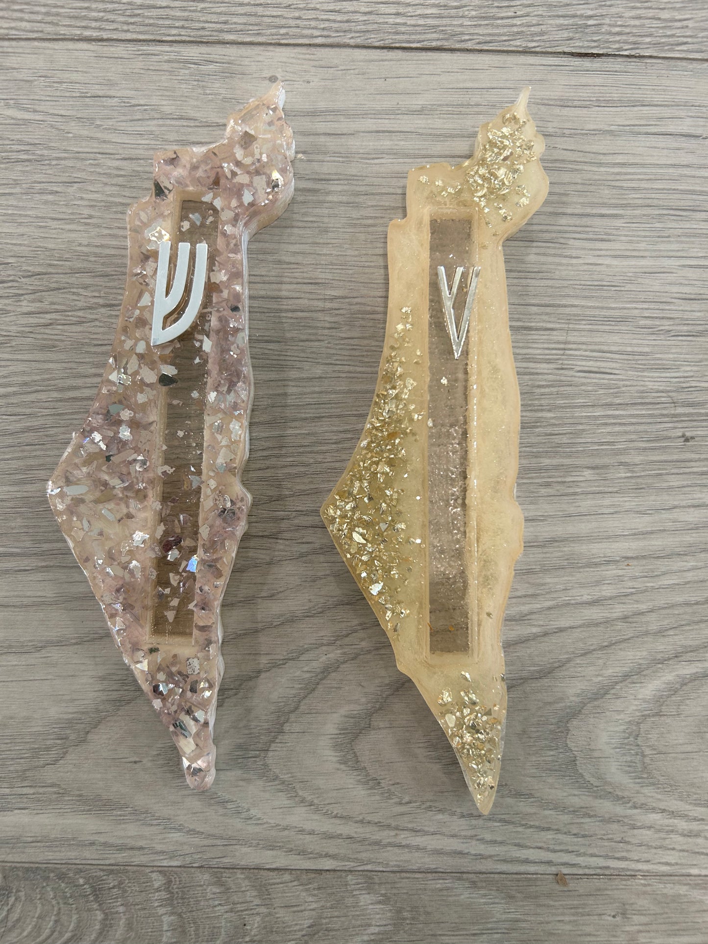 Israel Shaped Glitter Mezuza