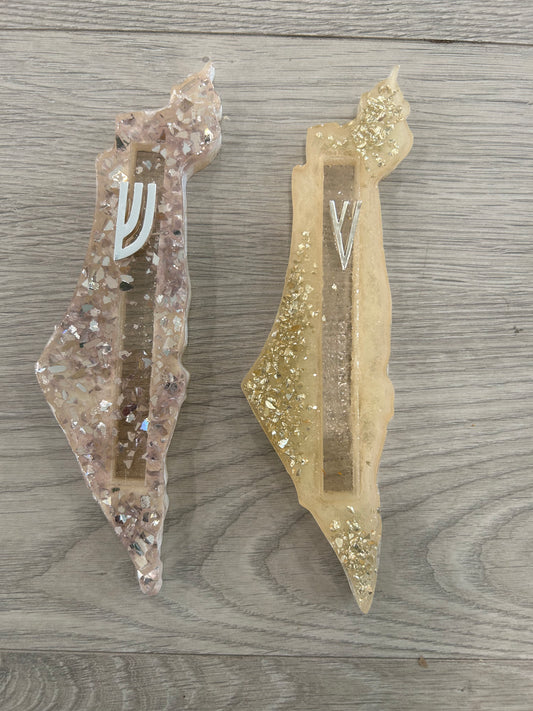 Israel Shaped Glitter Mezuza