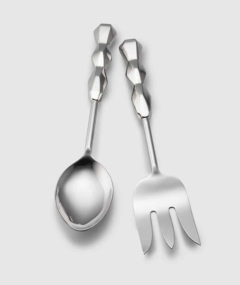 Faceted S/S Serving Spoon & Meat Fork
