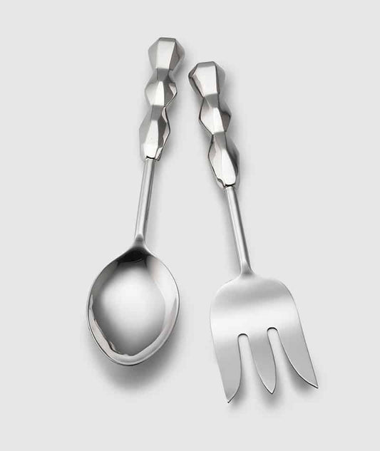 Faceted S/S Serving Spoon & Meat Fork
