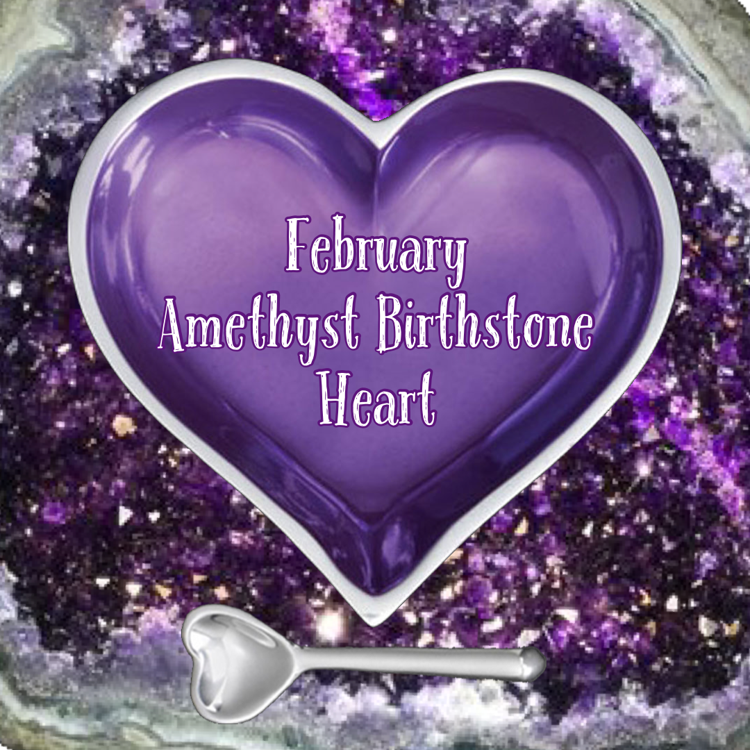 February Amethyst Purple Birthstone Heart with Heart Spoon