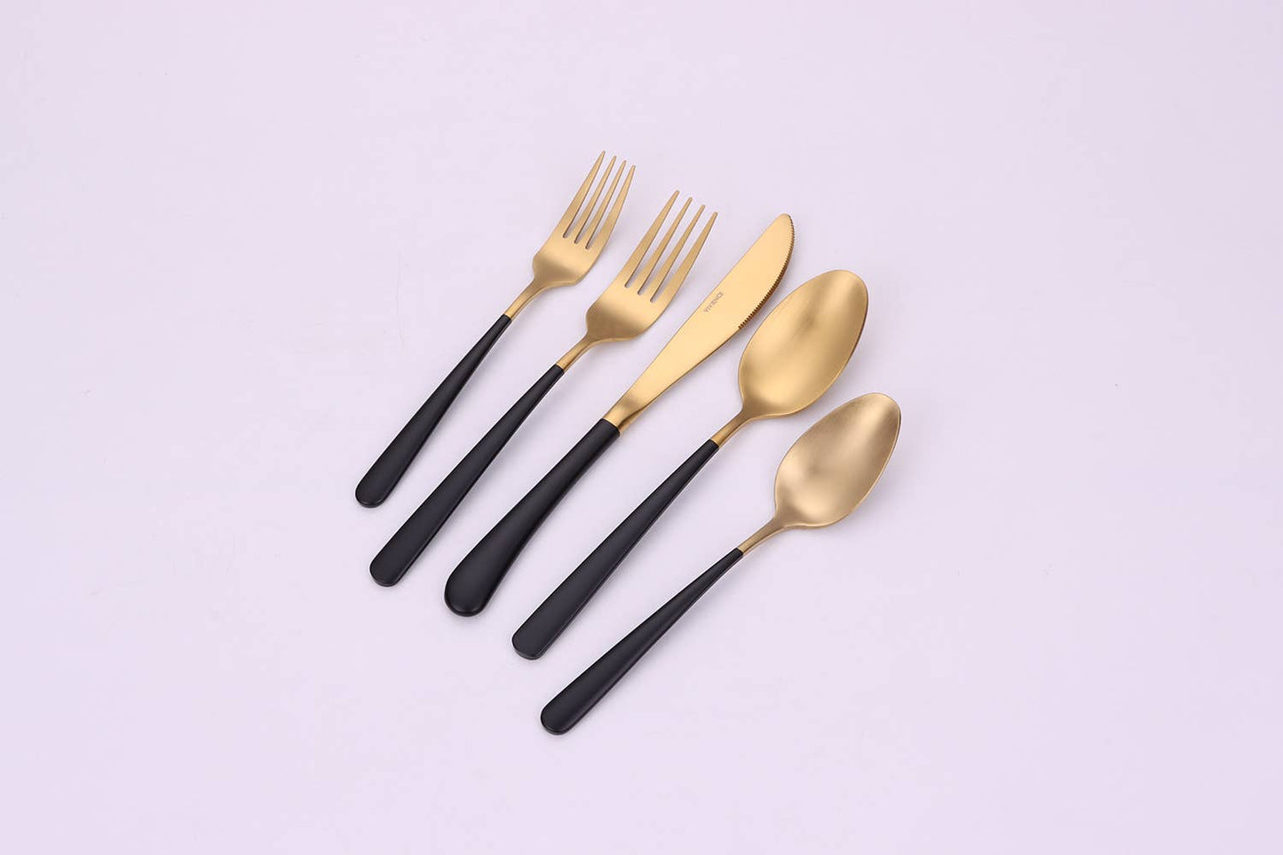 Coloblock 20 Pc Flatware Set with Black Handles, Service  4