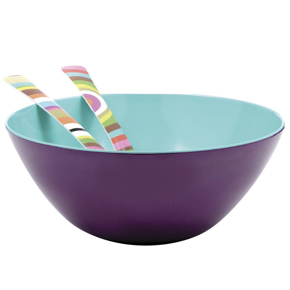 Grape and Turquoise Two Tone 12.5" Salad Bowl