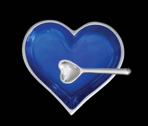 September Sapphire Blue Birthstone Heart with Heart Spoon