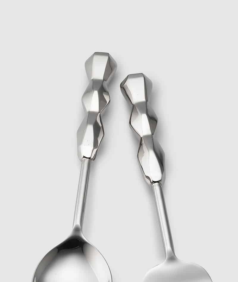 Faceted S/S Serving Spoon & Meat Fork