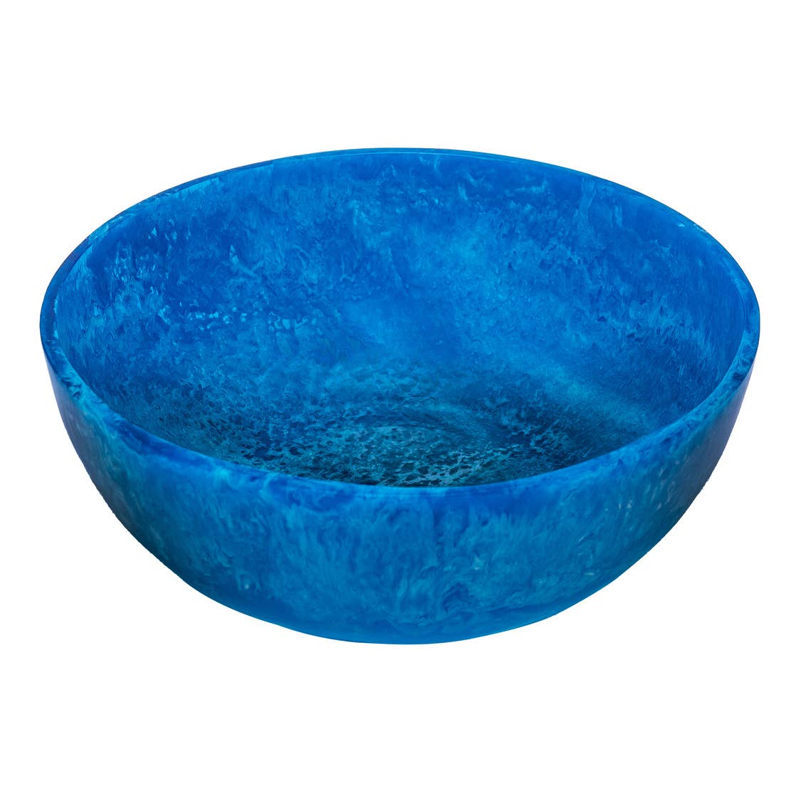 Radiant Blue Marbleized Resin Salad Bowl