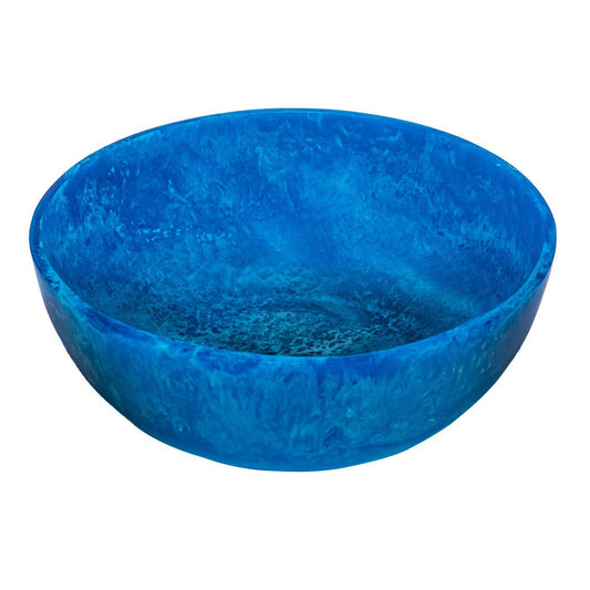 Radiant Blue Marbleized Resin Salad Bowl