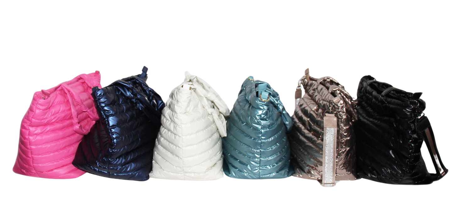 Quilted Travel Tote Bag in french vanilla