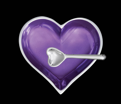 February Amethyst Purple Birthstone Heart with Heart Spoon
