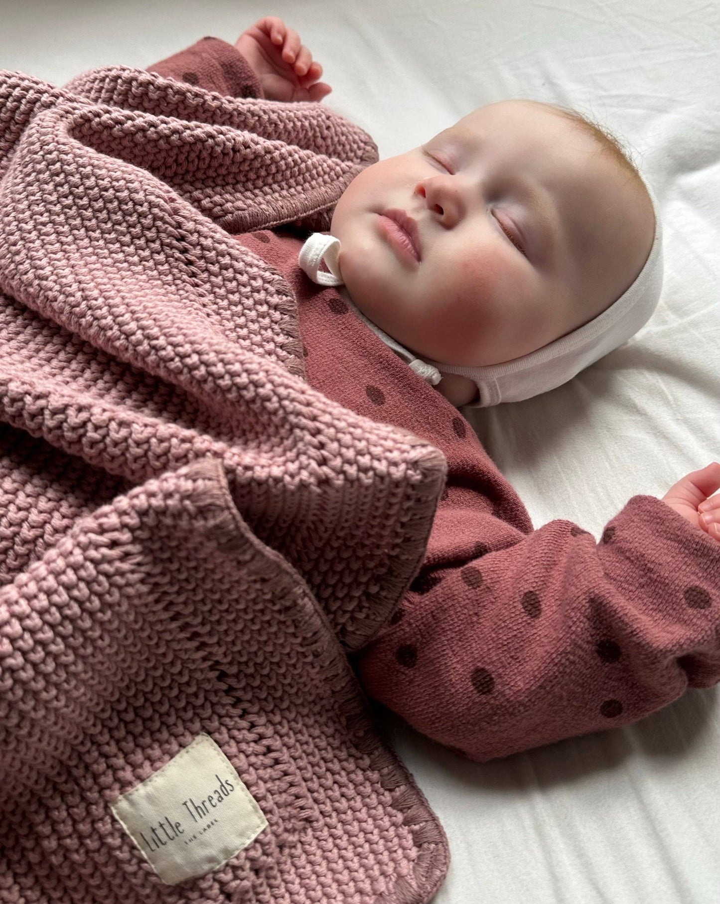 Mauve Knitted Cotton Blanket