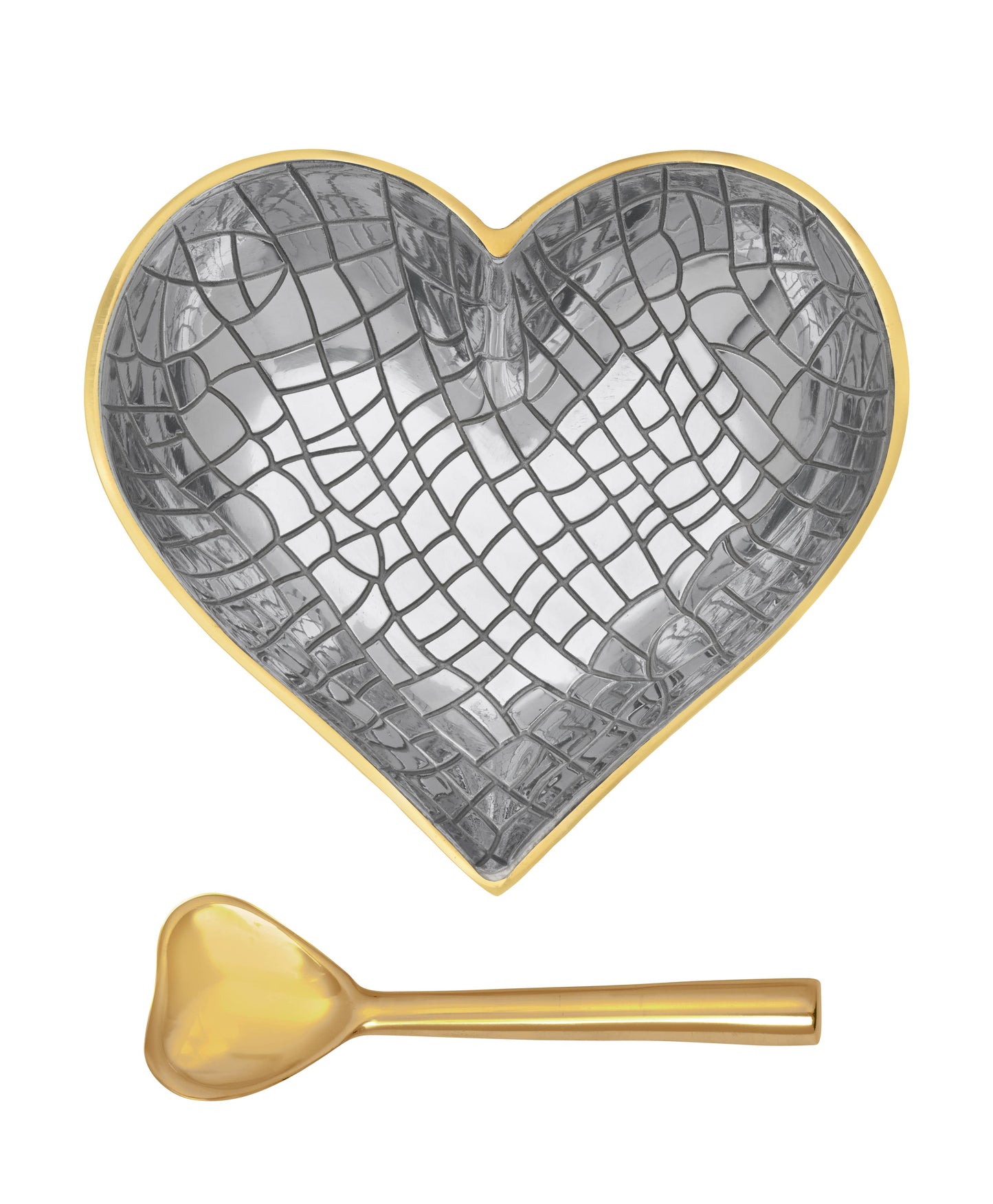 Happy Gold & Silver Croco Heart with Gold Heart Spoon