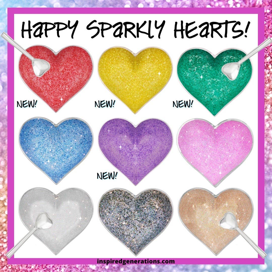 Happy Sparkly Blue Heart with Heart Spoon