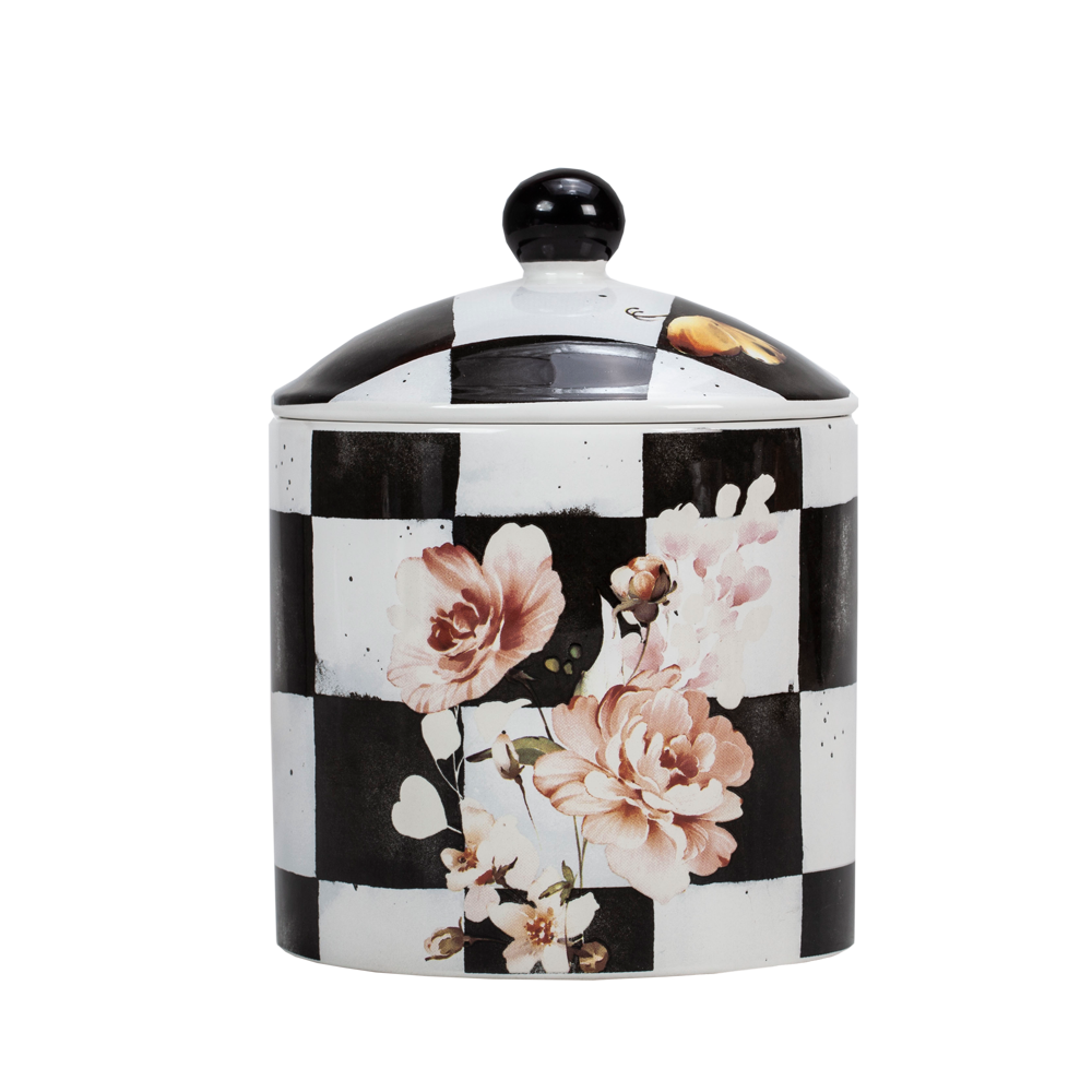 Chic Checkered Porcelain Cookie Jar