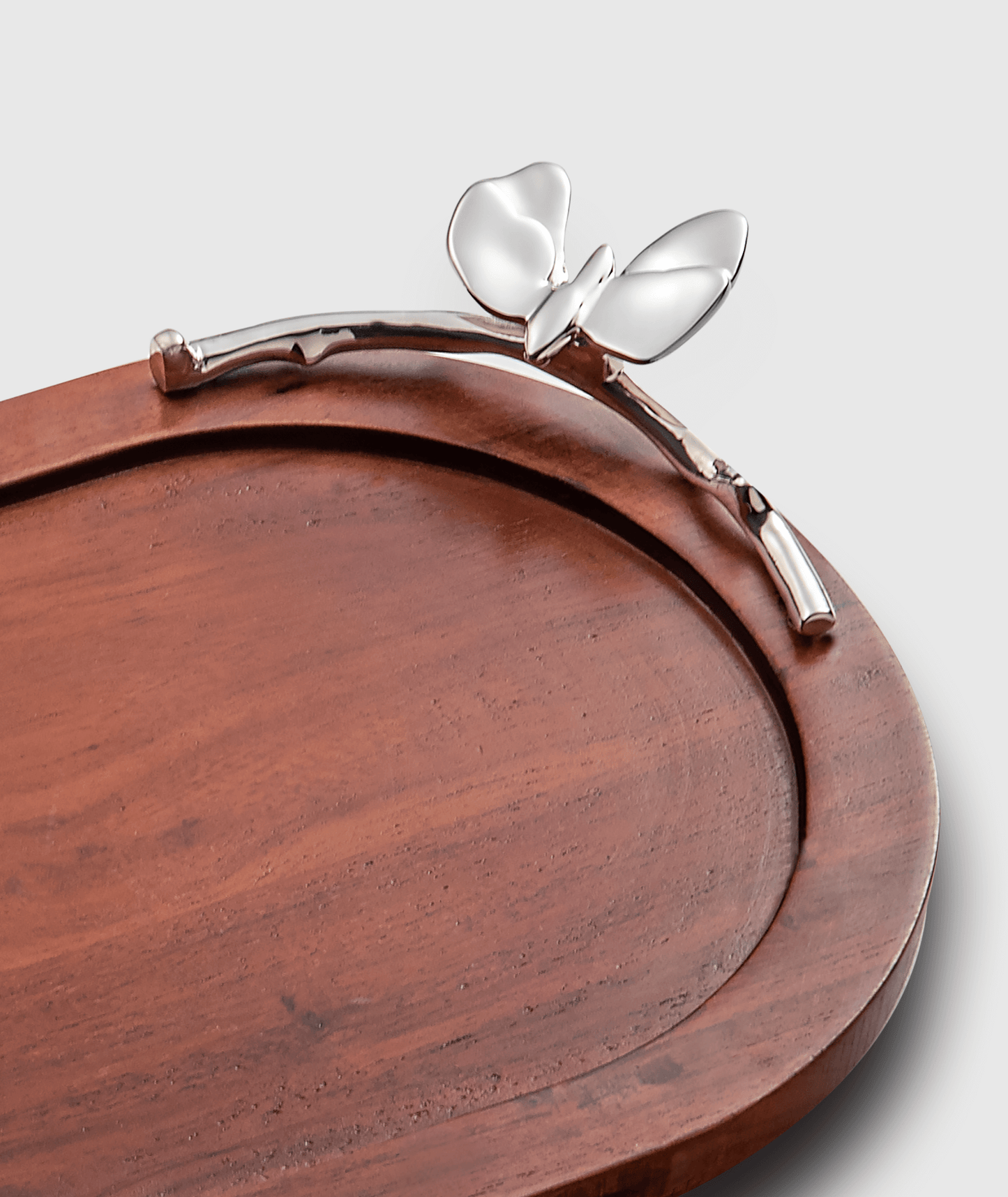 Butterfly Oval Wood Tray