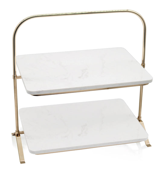 GDG White Marble Two Tier Cake Stand