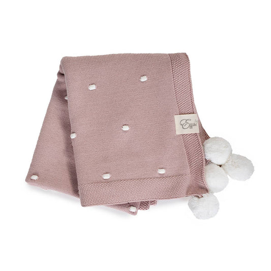 Effiki popcorn blanket - pink with cream pompoms