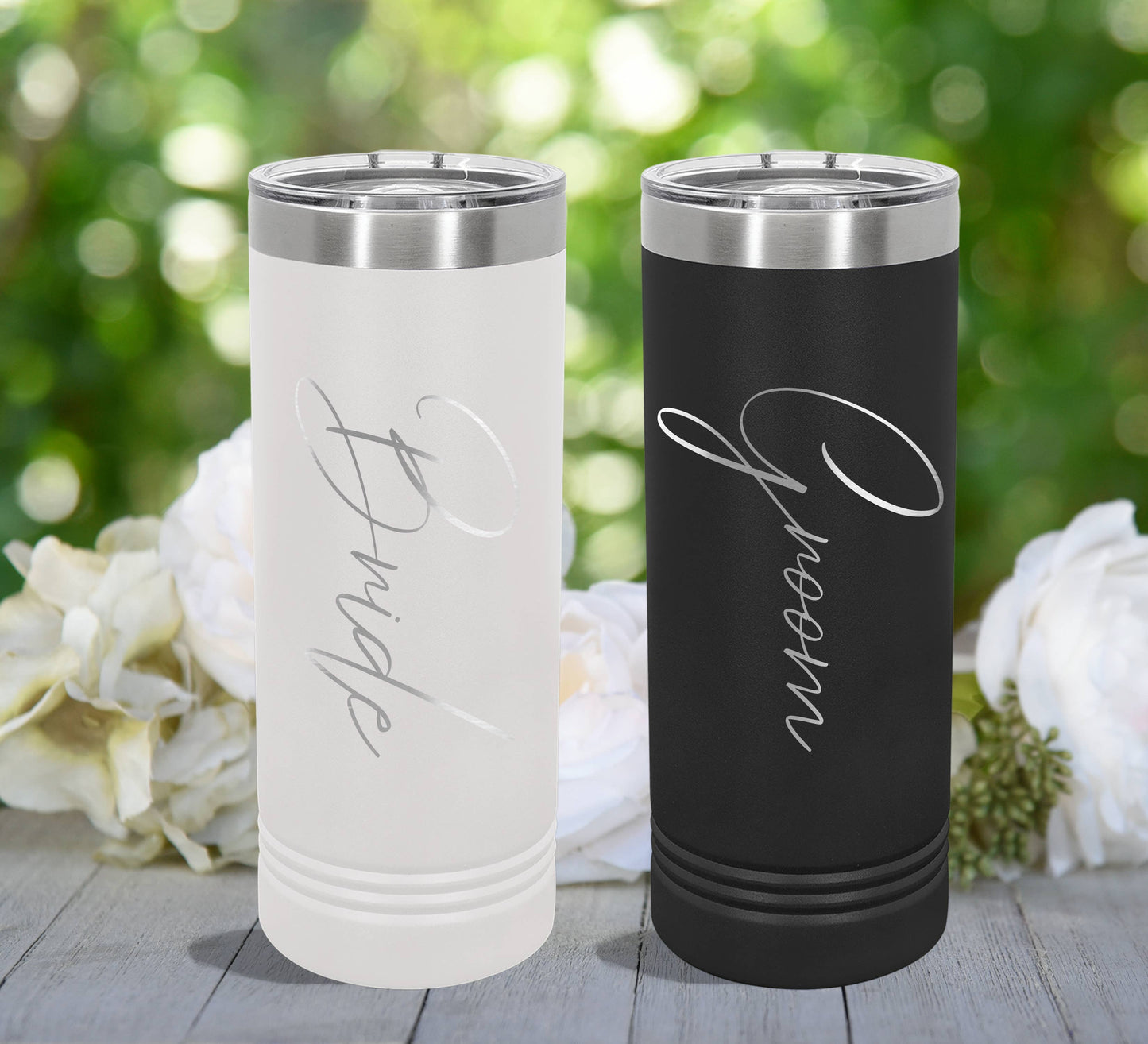 Bride and Groom Skinny Tumblers Set of 2