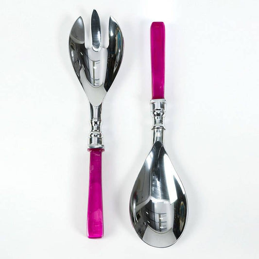Aluminum Salad Servers Pink