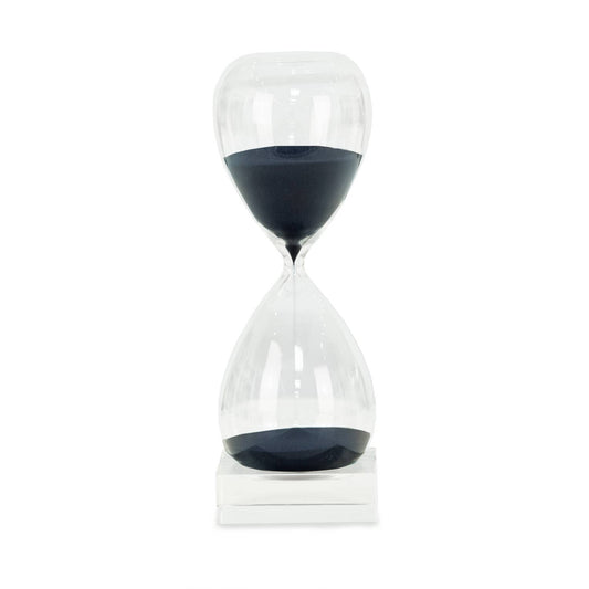 60 Minute Sand Timer on Crystal Base with Navy Sand