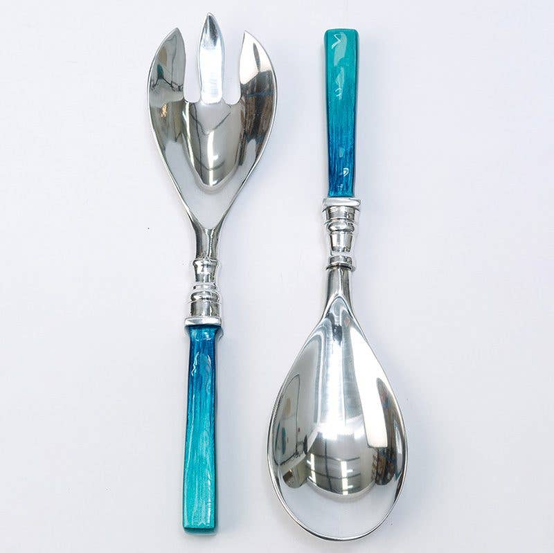 Aluminum/Enamel finish  Salad Servers - Turquoise