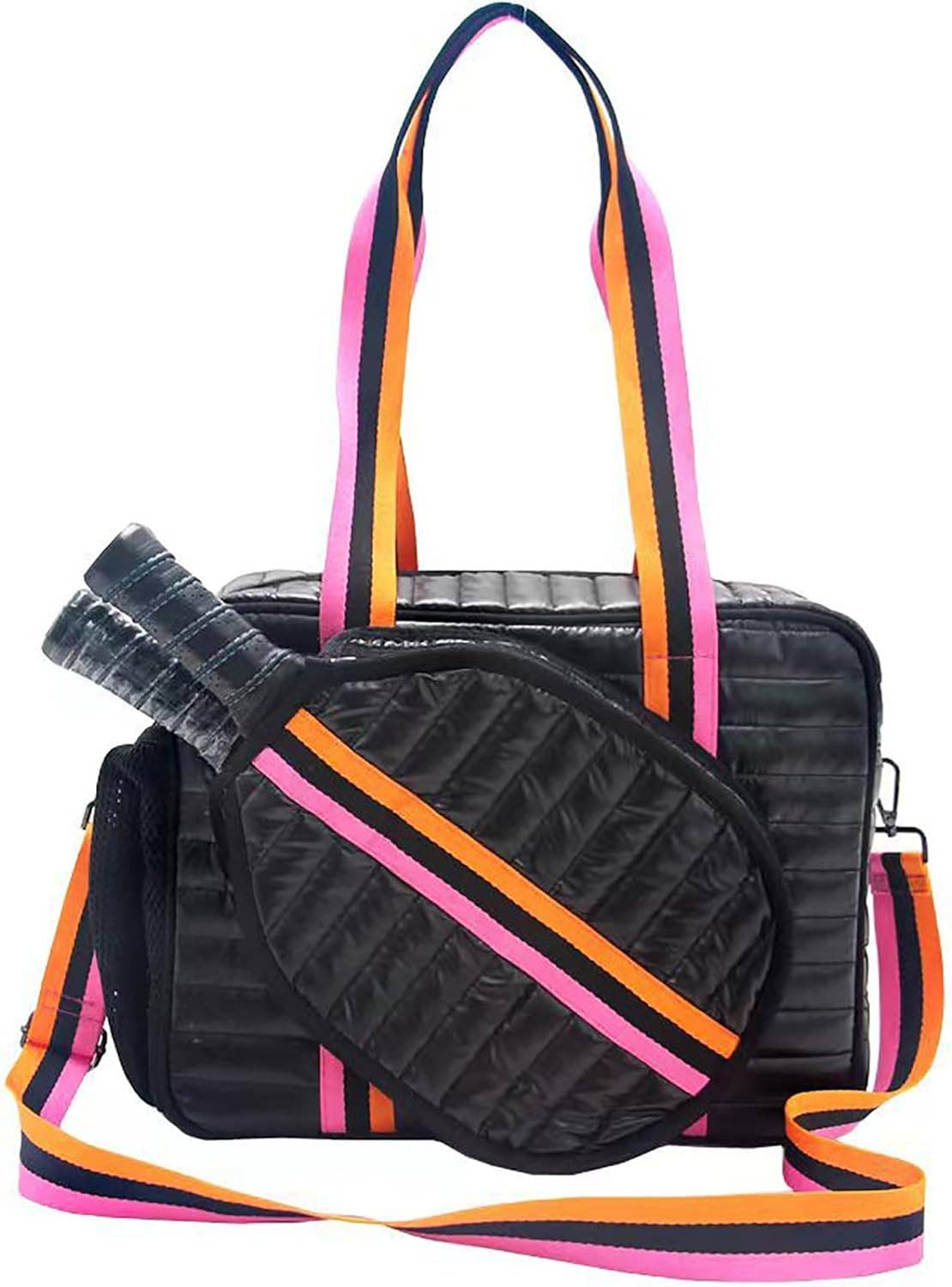 Puffer Style Pickleball Carry Bag Case Black/Pink- sale