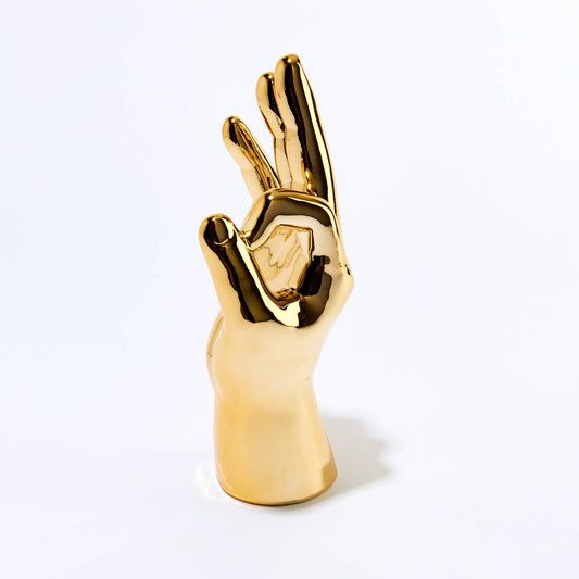 Interior Illusion Gold "Ok" Hand Tabletop decor - 9" tall